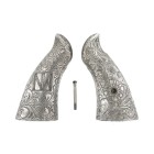 Unknown S&W K Frame Engraved Sterling Grips Furniture, Stocks & Grips